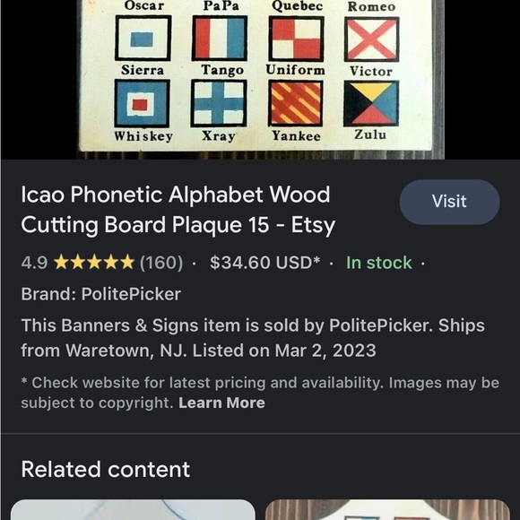 RARE FIND Icao Phonetic Alphabet Wood Cutting Board Plaque - Picture 10 of 10